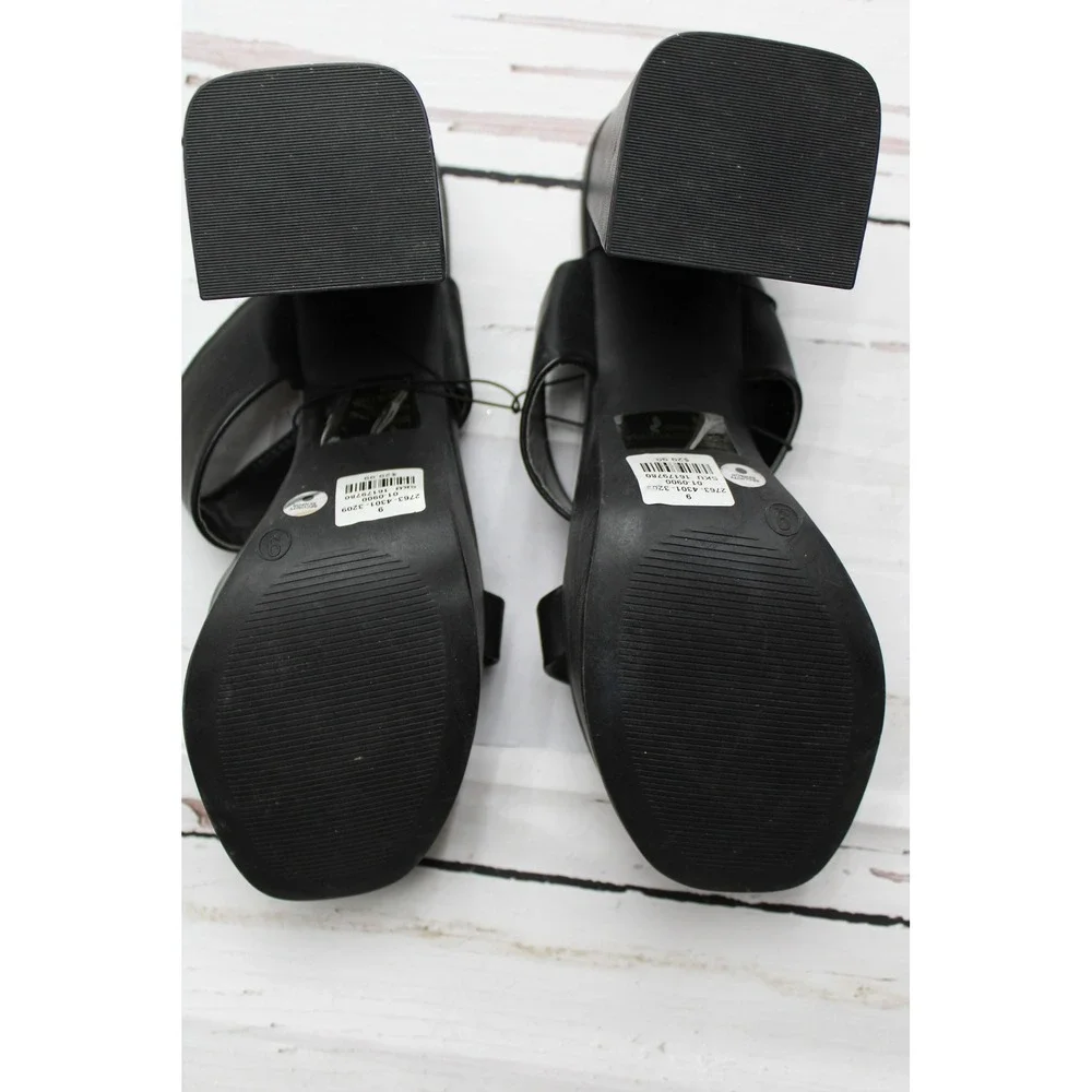 Charlotte Russe Womens Black Platform Block Heel Slide Sandals Sz 9